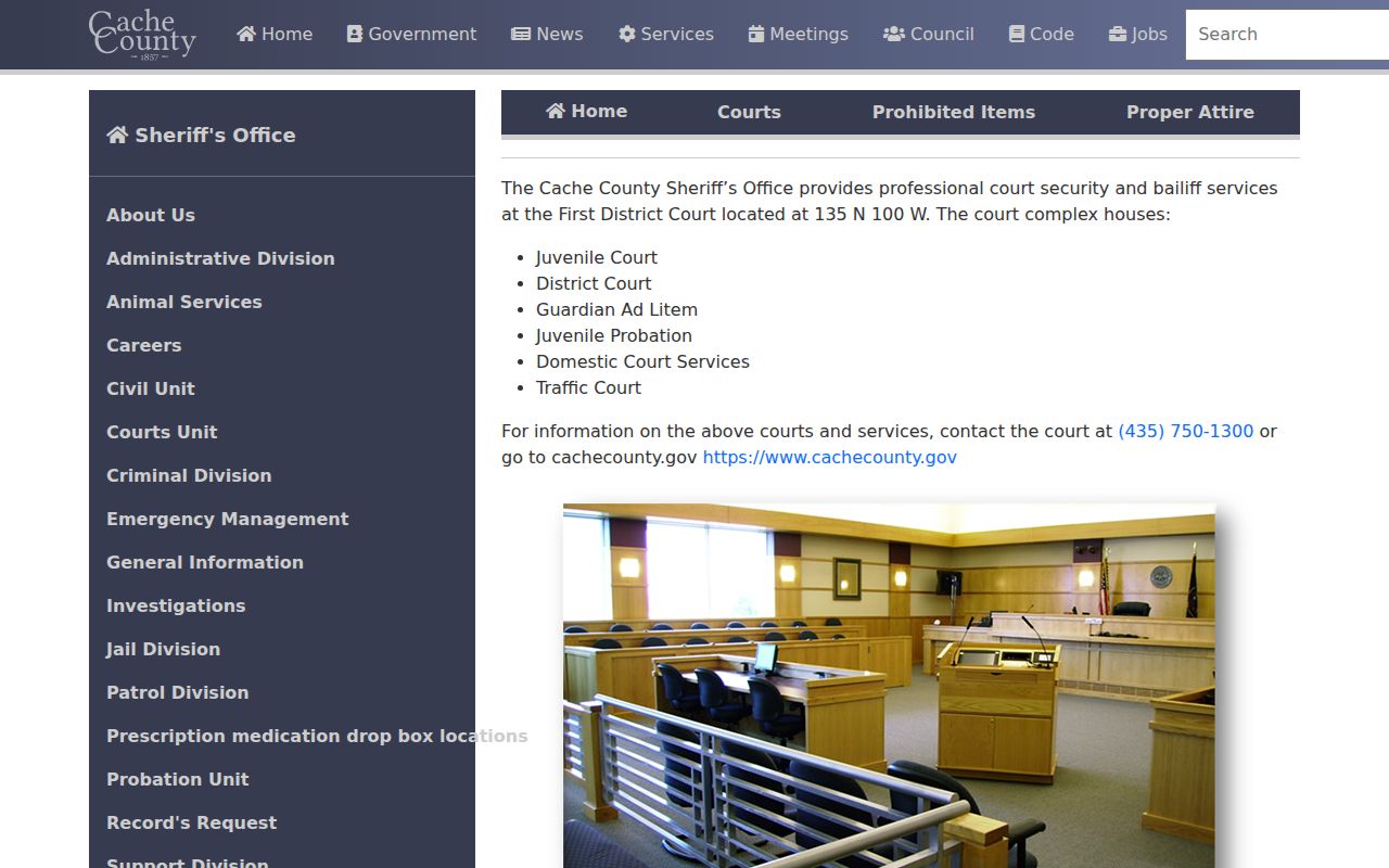 Cache County warrant search, sheriff courts unit and First District courthouse information