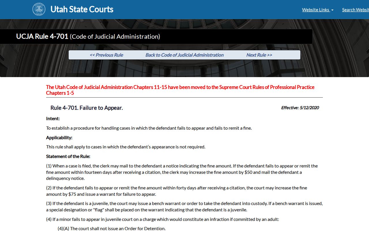 Cache County bench warrants, Utah fine notice and failure-to-appear rule