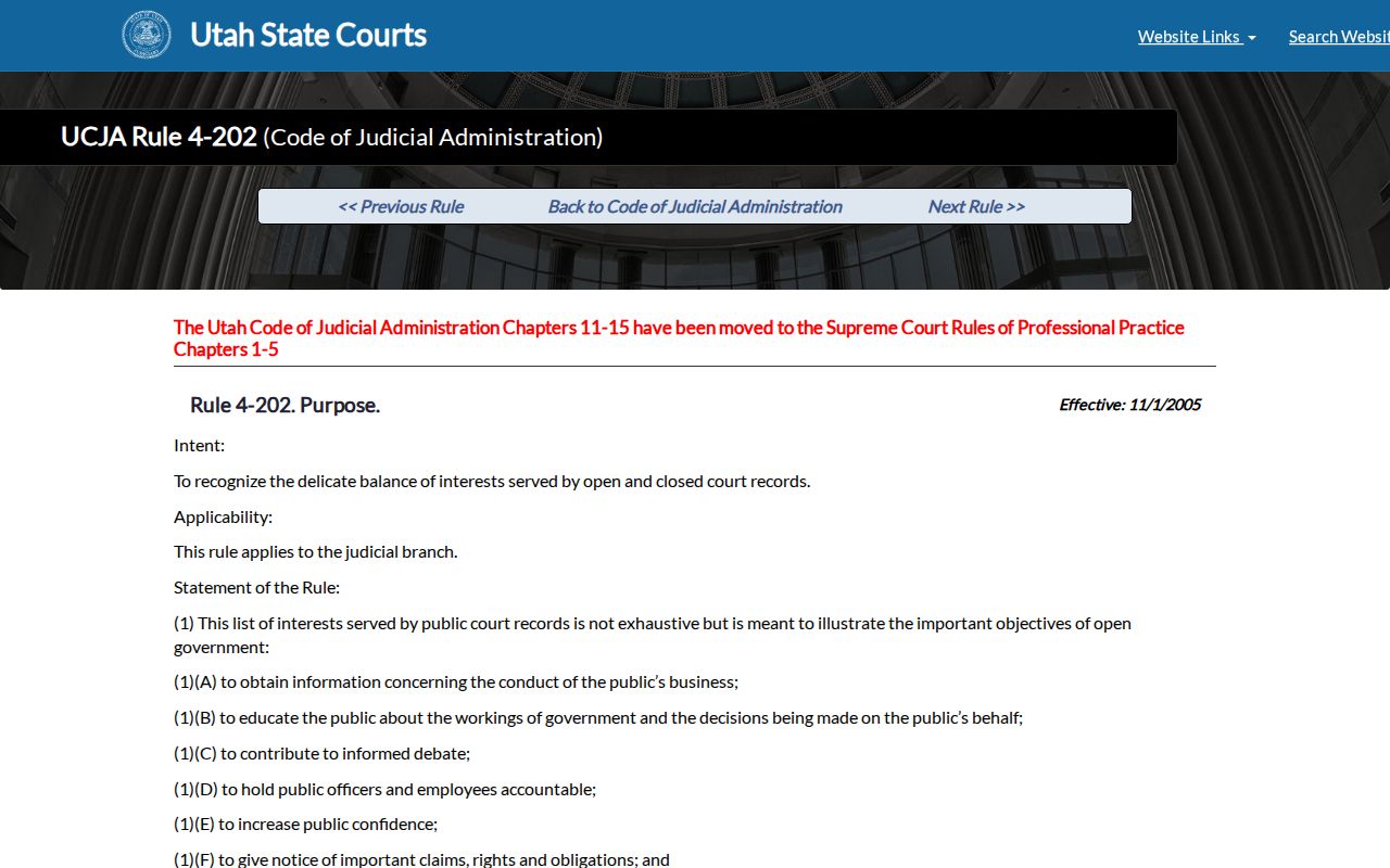 Cache County warrant records, Utah court rule explaining public-record access