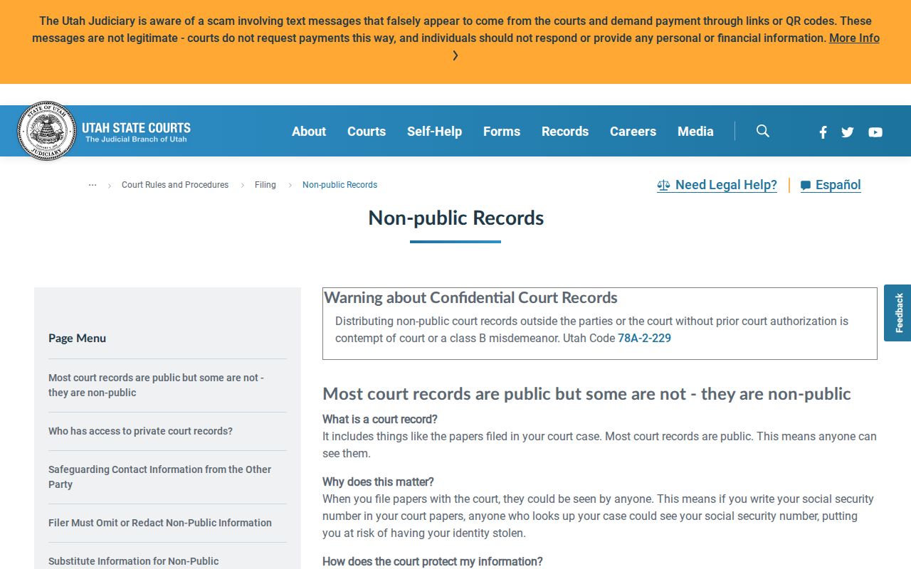 Cache County active warrant search access limits for sealed and juvenile court records
